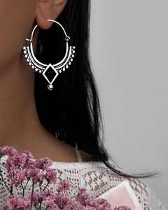 Pendientes de Aro Geométricos en Forma de Media Luna, Pendientes Colgantes Tribales con Dijes Cuadrados Dorados y Plateados para Mujer, Joyería Boho de Latón al por Mayor - Product Image 3