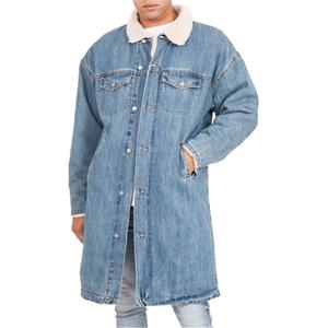 Winter Outdoor Wear Men Dropped Shoulders <b>Sherpa</b> <b>Lined</b> Long <b>Denim</b> Trucker <b>Jacket</b> Custom Quilted Jean <b>Jacket</b> - Product Image 1