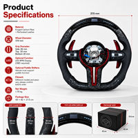 Volant sport en fibre de carbone sur mesure, fourni par l'usine, avec revêtement en cuir / Pièces de rechange automobiles pour amélioration intérieure, style course