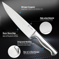Couteau de chef en acier à haute teneur en carbone, lame polie, construction en acier inoxydable de qualité alimentaire, haute qualité, compatible lave-vaisselle