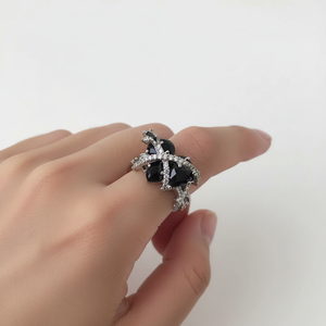 Vendita calda di tendenza stile coreano minimalista corona sole titanio zirconi anelli per ragazze all'ingrosso invisibile impostazione intarsio tecnologia - Product Image 2