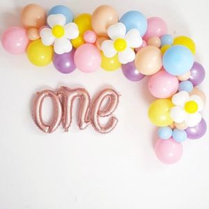 Forniture per decorazioni per feste a tema <span class=keywords><strong>Groovy</strong></span> Macaron Pink Yellow Boho Balloon Set per la festa di compleanno di compleanno a tema margherita - Product Image 6