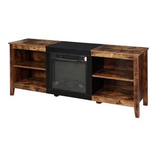 लिविंग रूम या बेडरूम के भंडारण के लिए फायरप्लेस के साथ फार्महाउस लकड़ी के पैनल टीवी स्टैंड - Product Image 2