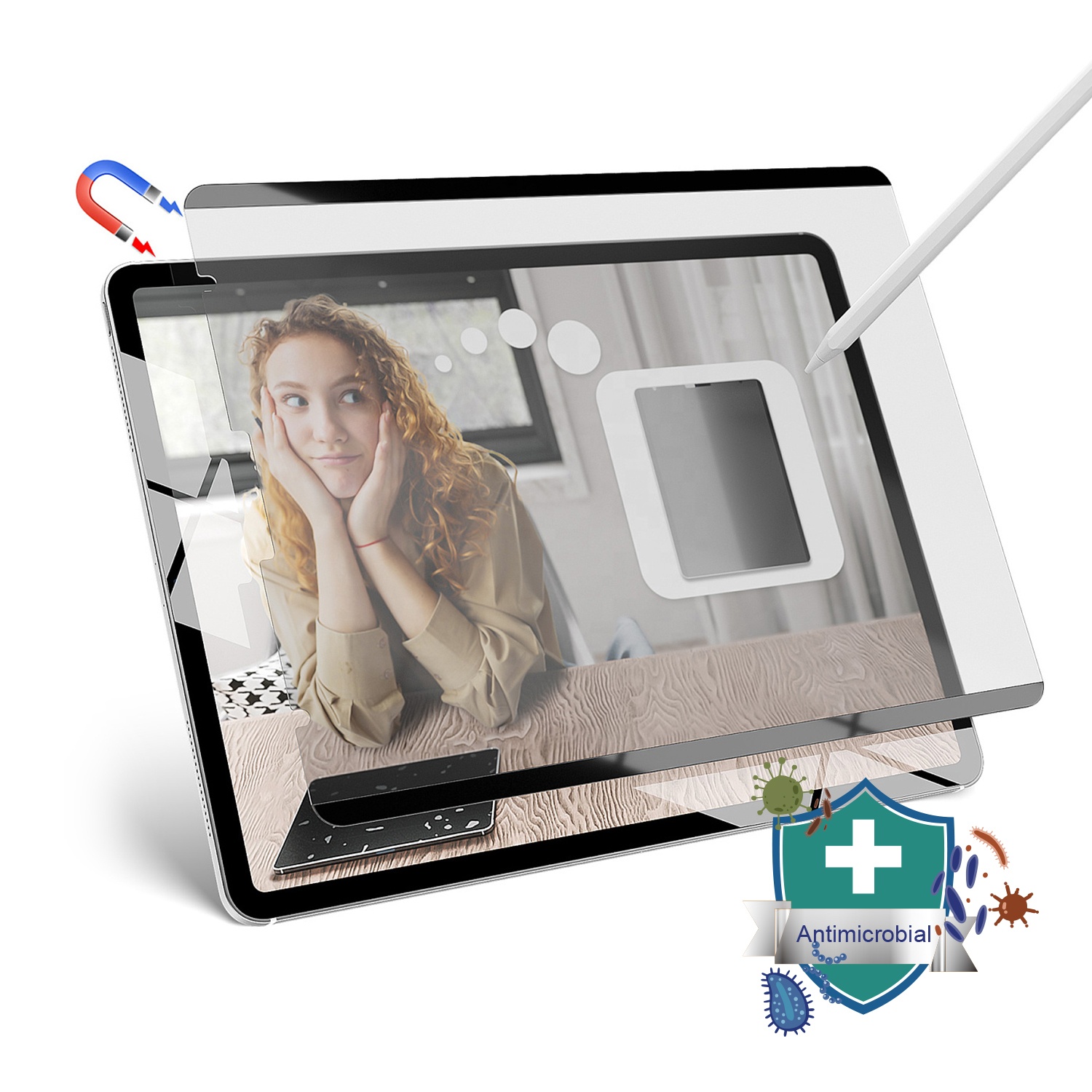 Антибактериальный магнитный, как бумага, ощущение, как пленка, ПЭТ матовый экран планшета протектор для Ipad 9,7 10,2 10,5 11 дюймов