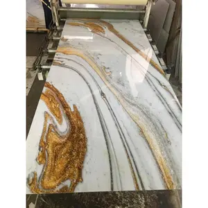 Materiale da costruzione interno impermeabile pvc lamina d'oro colore 3mm pvc uv pannello a parete in lamiera di marmo
