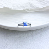 Classique carré saphir Zircon 925 anneaux de mariage en argent Sterling pour plaqué rhodium bijoux fins pour femme mariage personnalisé