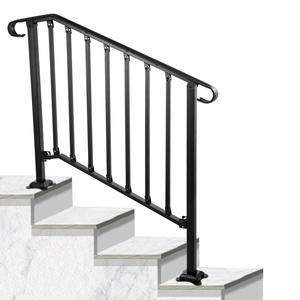 Manufacturer Direct Supply Fence Staircase <strong>Handrail</strong> Iron Art Guardrail Flat Iron Strip Outdoor Black Iron Railing Multiple - Product Image 1