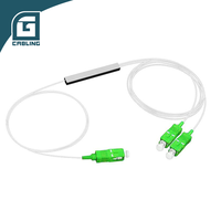 Gcabling China Outdoor 0.9mm Plc Splitter 1x2 2 cara Fiber Optic Splitter PLC Fiber 1/2 dengan sc Apc konektor untuk sistem FTTH