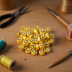 Perline Ilan 7mm Gialle con Faccina Sorridente 17g per Creazione di Gioielli Artigianali - Product Image 3