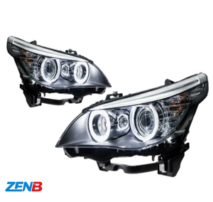 Bloc optique avant pour BMW Série 5 E60 2003-2010, mise à niveau du style ancien au nouveau style Angel Eye LED, lentille de feux de croisement LED. - Product Image 1