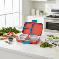 Boîte à bento portable personnalisée avec logo, récipient de préparation des repas, boîte à lunch durable en acier inoxydable pour adultes et enfants