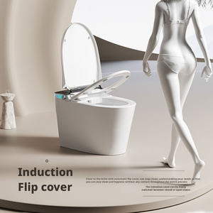 Toilette intelligente avec bidet en céramique, ouverture/fermeture automatique, siège chauffant, séchage à l'air chaud - Tout contrôlé par télécommande, modèle de drainage en S inclus - Product Image 6