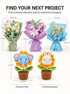 Bouquet de tulipes au crochet de qualité supérieure, fleurs artificielles tricotées à la main, plante en pot, décoration élégante pour le bureau et la maison, fournisseur de cadeaux - Product Image 6