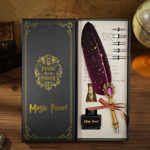 Présent cadeau papeterie classique Vintage Arts artisanat Design écriture <span class=keywords><strong>dessin</strong></span> calligraphie plume doré hibou plume dip stylo ensemble kit - Product Image 5