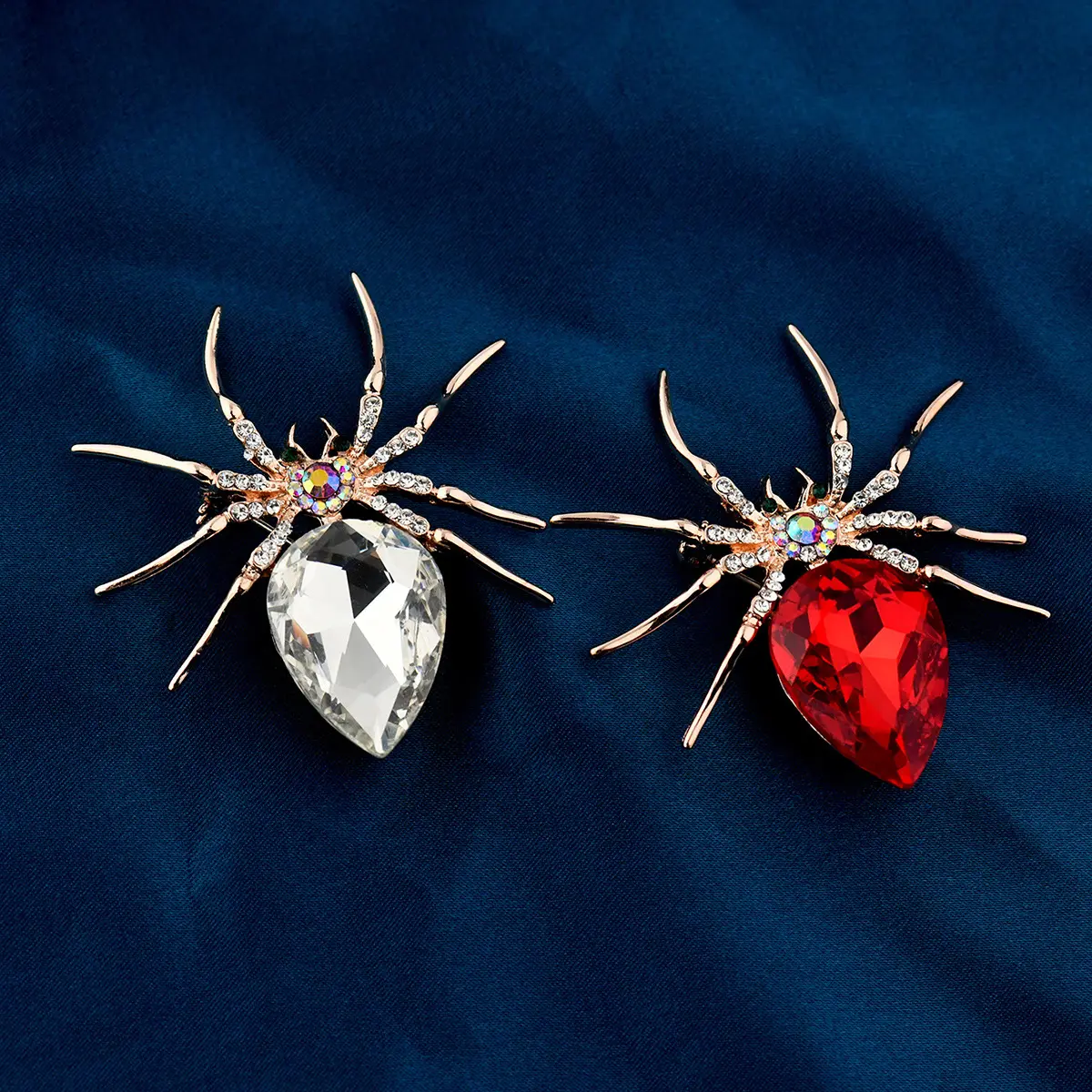 할로윈 라인 석 거미 브로치 여성 럭셔리 패션 브로치 거미 보석 선물