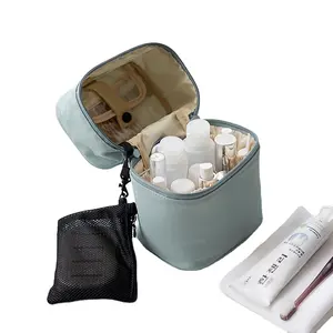 원통형 친환경 방수 메이크업 가방 다기능 여행 일반 캔버스 화장품 가방