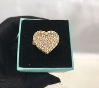 Trendy ring van roestvrij staal met cartoon-ontwerp, hartvormig frame met roze CZ diamanten, mode dames sieraden cadeau