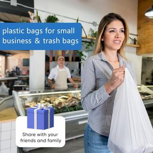 Huamaohengchun Plastic <b>Bags</b> - 100 <b>Pack</b> (11.5'x 6.5" x 21') with Handles for Small Business, Restaurants, Grocery & Trash - Product Image 5