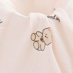 100% hữu cơ combed cotton in ấn Vải đôi nhăn Muslin cho quần áo trẻ em bong bóng dệt mục tiêu cho trẻ em trai và trẻ em gái - Product Image 5