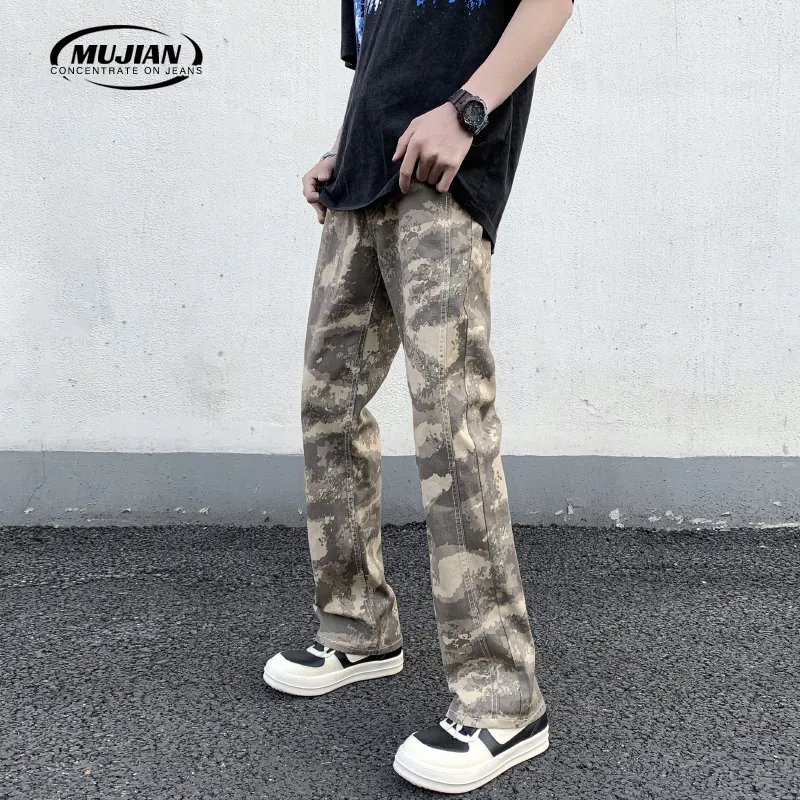 MUJIAN | 2024 popüler erkek kamuflaj pantolon yüksek sokak yüksek kaliteli stilleri ve seçim için çeşitli boyutlarda toptan olabilir