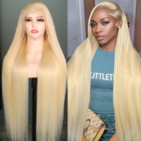 Perruque de cheveux humains blonds 613 de 30 pouces, sans colle, en cheveux indiens bruts, Lace Front, brésiliens, avec dentelle frontale HD complète 13x6, pour revendeurs