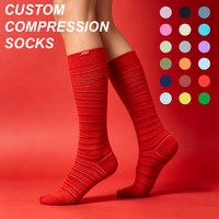 Chaussettes de compression sportives sans couture pour hommes, en coton, hauteur genou, pour le cyclisme et l'entraînement, anti-fatigue, personnalisables