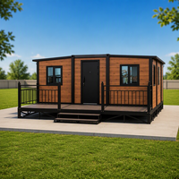 Maison conteneur de 40 pieds - Conception de villa modulaire en panneaux sandwich d'acier, aménagement moderne avec deux chambres et un salon