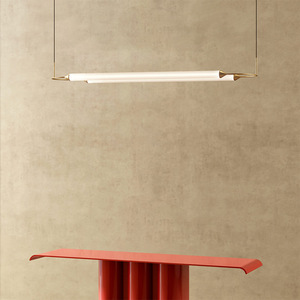 Modern Minimalist Uzun Şerit Sanat Ofis Satış Departmanı Resepsiyon Masası Tasarımcı Ada Tezgahı - Harf Sarkıt Lamba - Product Image 4