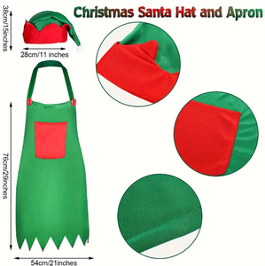 Suministros <span class=keywords><strong>de</strong></span> Disfraces para Fiesta <span class=keywords><strong>de</strong></span> Navidad Pafu, <span class=keywords><strong>Disfraz</strong></span> <span class=keywords><strong>de</strong></span> <span class=keywords><strong>Duende</strong></span> Verde y Rojo, Delantal y Gorro Navideños - Product Image 4
