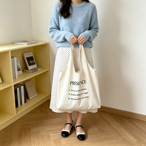 Sac fourre-tout en toile personnalisé avec impression sérigraphique, grande capacité, robuste, pour étudiantes, week-end, shopping - Product Image 3