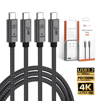Chargeur rapide en nylon tressé 20Gbps USB3.2 PD100W 240W, câble de charge rapide, câbles de type C, chargeur USB C 4K pour iPhone