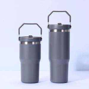 Gobelet de voyage pour voiture avec poignée, 20oz 30oz, tasse isotherme à double paroi avec couvercle et paille antidérapante pour la route - Product Image 1