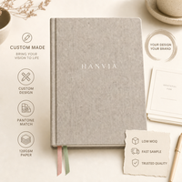 Journal de gratitude personnalisé de 5 minutes, format A5, couverture rigide en lin, journal quotidien de méditation et de bien-être, avec questions guidées
