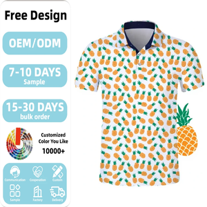 Chemise de golf tricotée anti-rides personnalisée pour <span class=keywords><strong>hommes</strong></span>, à <span class=keywords><strong>manches</strong></span> <span class=keywords><strong>courtes</strong></span>, décontractée, en tissu respirant, avec motifs imprimés, variété de styles - Product Image 2