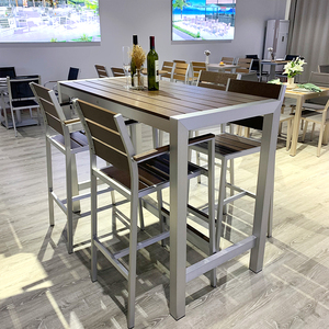 Coets 2 años de garantía 4 plazas 1500 aluminio rectángulo al aire libre restaurante Silla de mesa alta <span class=keywords><strong>con</strong></span> madera PS - Product Image 5