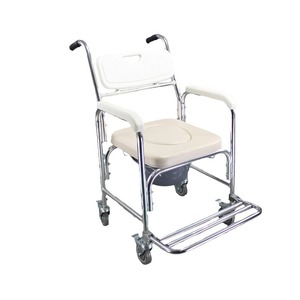 Silla de Ruedas con Inodoro 3 en 1, Taburete de Aluminio para Inodoro, Equipo de Rehabilitación, Silla de Baño con Ruedas - Product Image 5