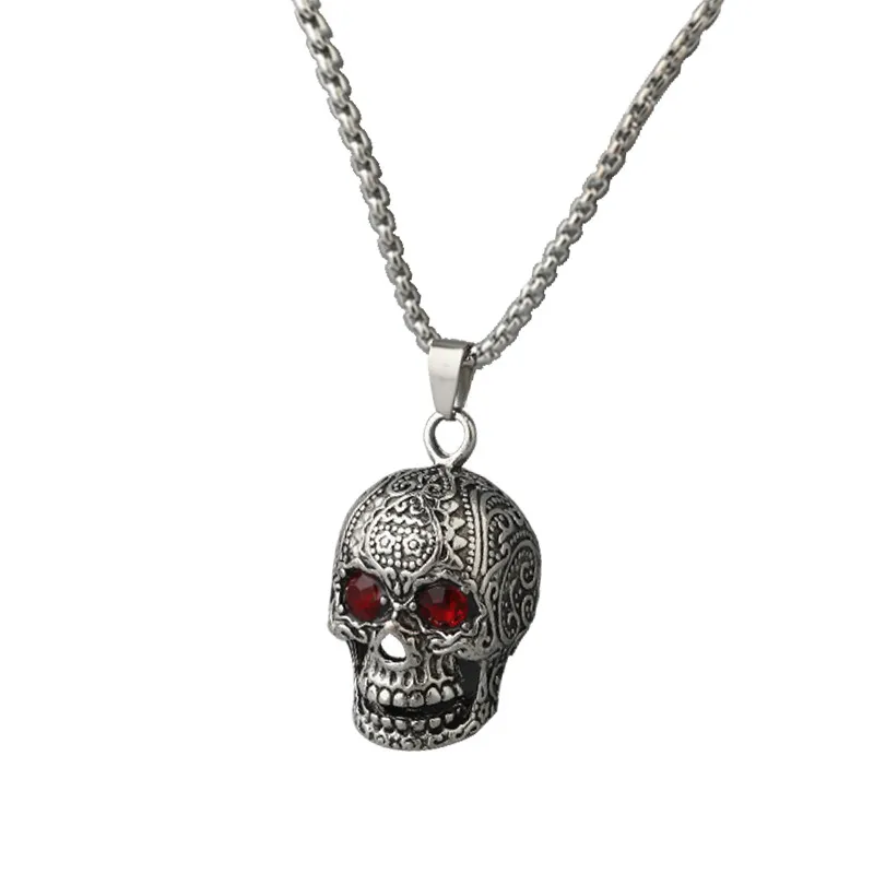 Fashion Simple Hip Hop Jewelry Necklace Skulls Evil Blue Eyes Personalized Stainless Steel Necklace Pendant Gothic wholesale