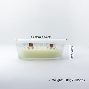 Proveedor LO94 de gama alta, soporte de vidrio grueso con forma de barco ovalado clásico, mechas de madera dobles, vela perfumada para decoración del hogar y uso en la oficina - Product Image 5