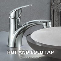 Robinet de lavabo moderne monocommande en alliage de zinc chromé, eau chaude/froide, à poser sur le comptoir, avec cartouche céramique