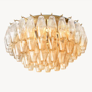 24" Murano Clear Glass Flush Mount Chandeliers For Living Room Bedroom Luxury Design Hotel Room Round Modern Glass Ceiling Lamps - Product Image 4