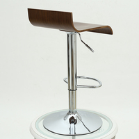 Tabouret de bar pivotant moderne à hauteur réglable, assise en bois courbé, base métallique, siège de comptoir à vérin à gaz, repose-pieds pour usage hôtelier