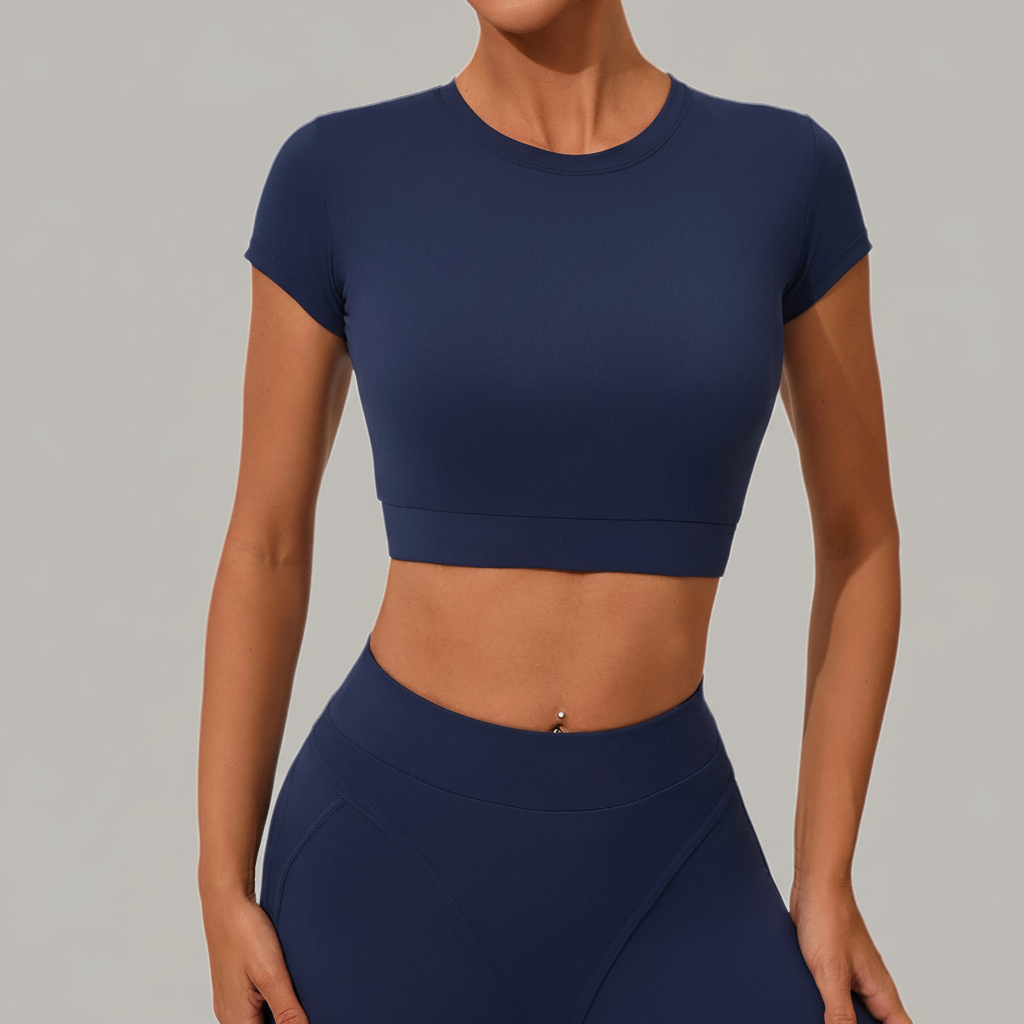 Women's Casual Versatile Slim Fit Quick-Dry Spandex/Nylon Fitness Top Yoga Wear Running Pilates Sports T-Shirt Short