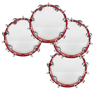 Tambourin en métal rouge et bleu de 8 pouces, cloche à main, lot de 4 pour spectacle de danse, lecture de musique, applaudissement - Product Image 1
