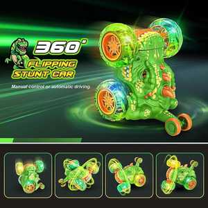 Voiture dinosaure télécommandée, rotation à 360°, voitures dinosaures avec lumières aux roues, camion RC rapide 2,4 GHz, jouets pour enfants - Product Image 2