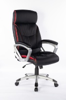 Chaise de bureau exécutive moderne à dossier haut en cuir, ergonomique, réglable en hauteur, pivotante, avec base chromée