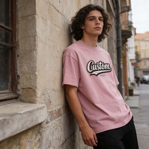 Camisetas de Manga Corta con Logotipo Personalizado, Tejido de Punto, Estilo Urbano, 100% Algodón Grueso, Lavado Ácido, con Patrón de Letras - Product Image 3