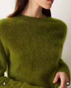 Suéter de Cachemira de felpa informal de Invierno para <span class=keywords><strong>mujer</strong></span>, grueso, suelto, con cuello de estilo perezoso, tejido de <span class=keywords><strong>punto</strong></span>, textura excepcional, logotipo frontal - Product Image 3
