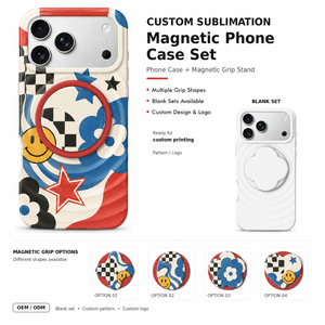 เคสโทรศัพท์แบบ 2 in 1 วัสดุ TPU PC ลายริ้ว 3 มิติ สำหรับพิมพ์ลายแบบ Sublimation พร้อมแม่เหล็กในตัว ที่จับถอดออกได้  รองรับการพิมพ์ลายโลโก้ตามสั่ง สำหรับ <span class=keywords><strong>iPhone</strong></span> 18 17 - Product Image 1