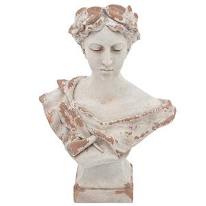 Busto di Donna con Ghirlande in Resina, Statua Classica da Giardino con Finitura Anticata, Decorazione per Esterni - Product Image 5
