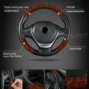 <b>Braid</b> on Steering Wheel Car Steering Wheel Cover With Needlework <b>Accessories</b> Microfiber Leather Diameter 38cm Steering Cover - Product Image 3